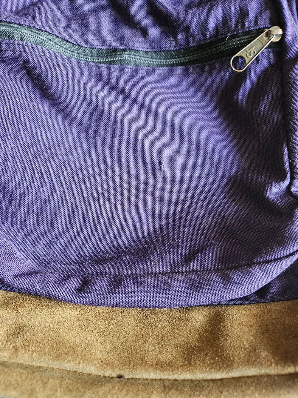 vintage JanSport Purple Canvas Backpack with Suede Base